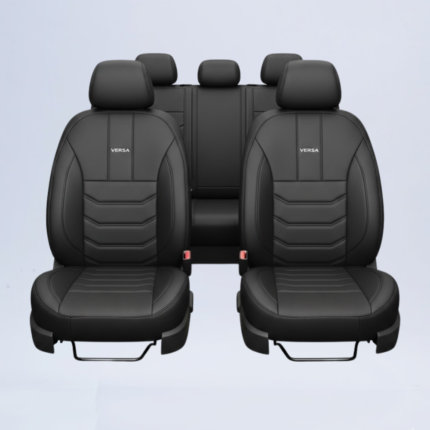 Cubreasientos Nissan Versa Advance/Sense 2020-2025 línea Sportline en tactopiel liso y microperforado negro