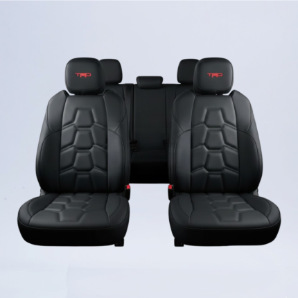 Cubreasientos Toyota Tacoma 2024-2026 línea Shell en tactopiel automotriz negro logo rojo